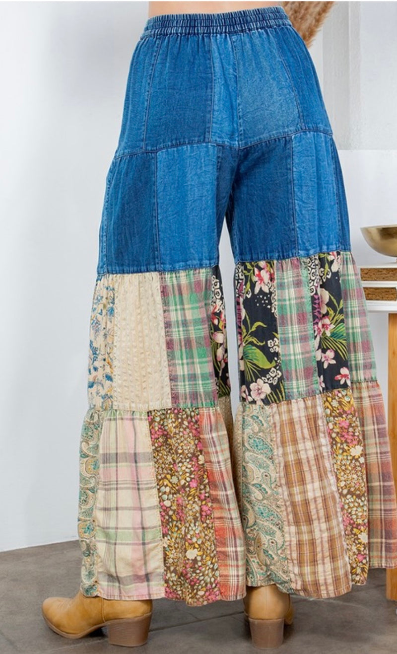 Bohemian Patch Denim Pants