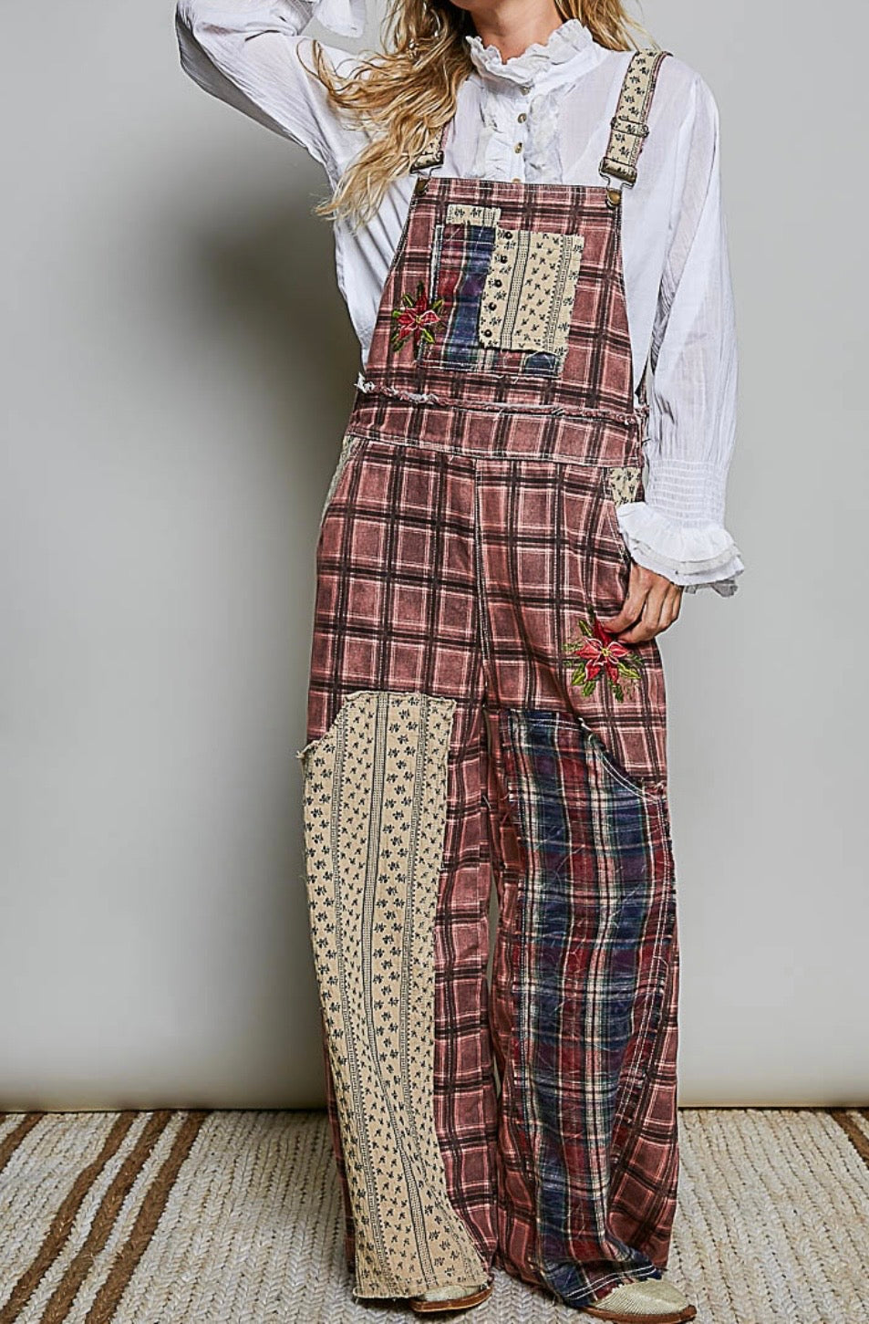 Burgundy Plaid Jumpsuit -IVU INCLUIDO