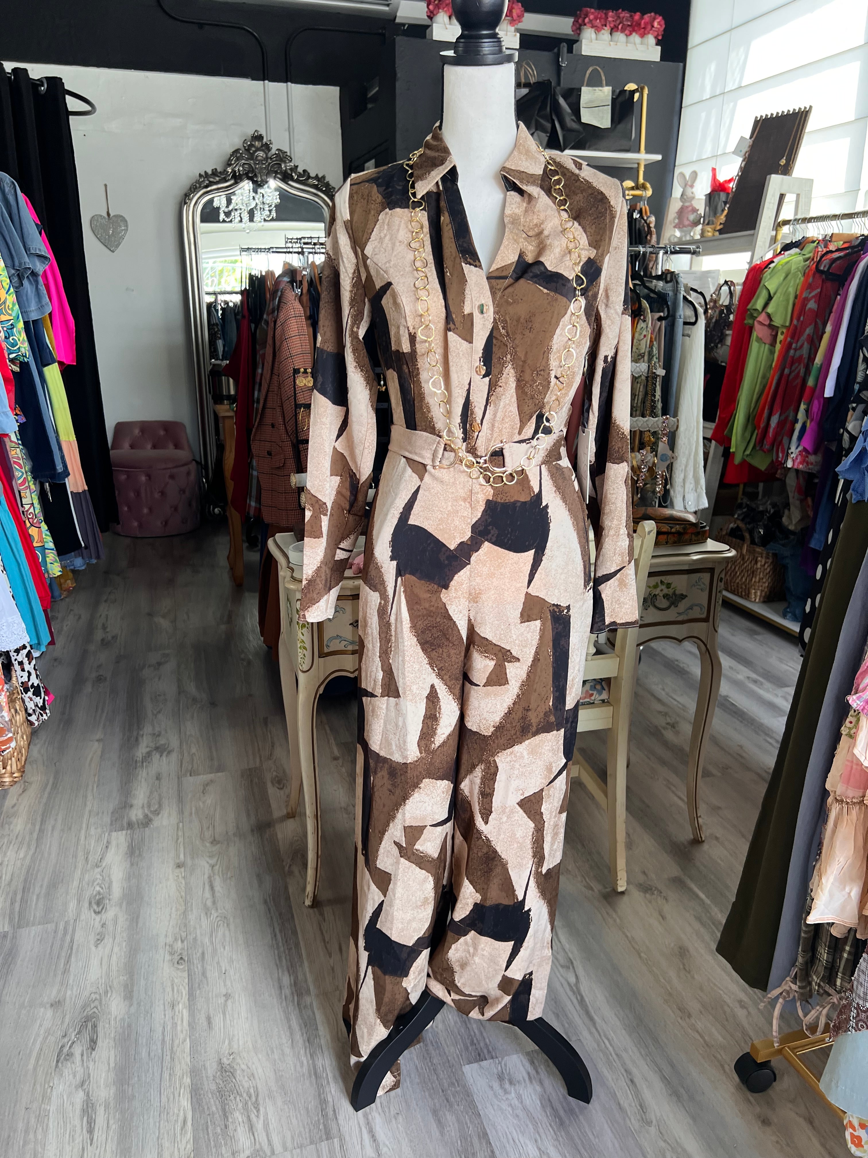 Briana V neck Jumpsuit with belt