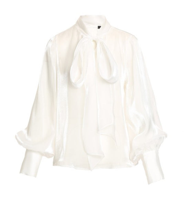 Fine Organza Bowtie Blouse - Premium Clothing - New 💫