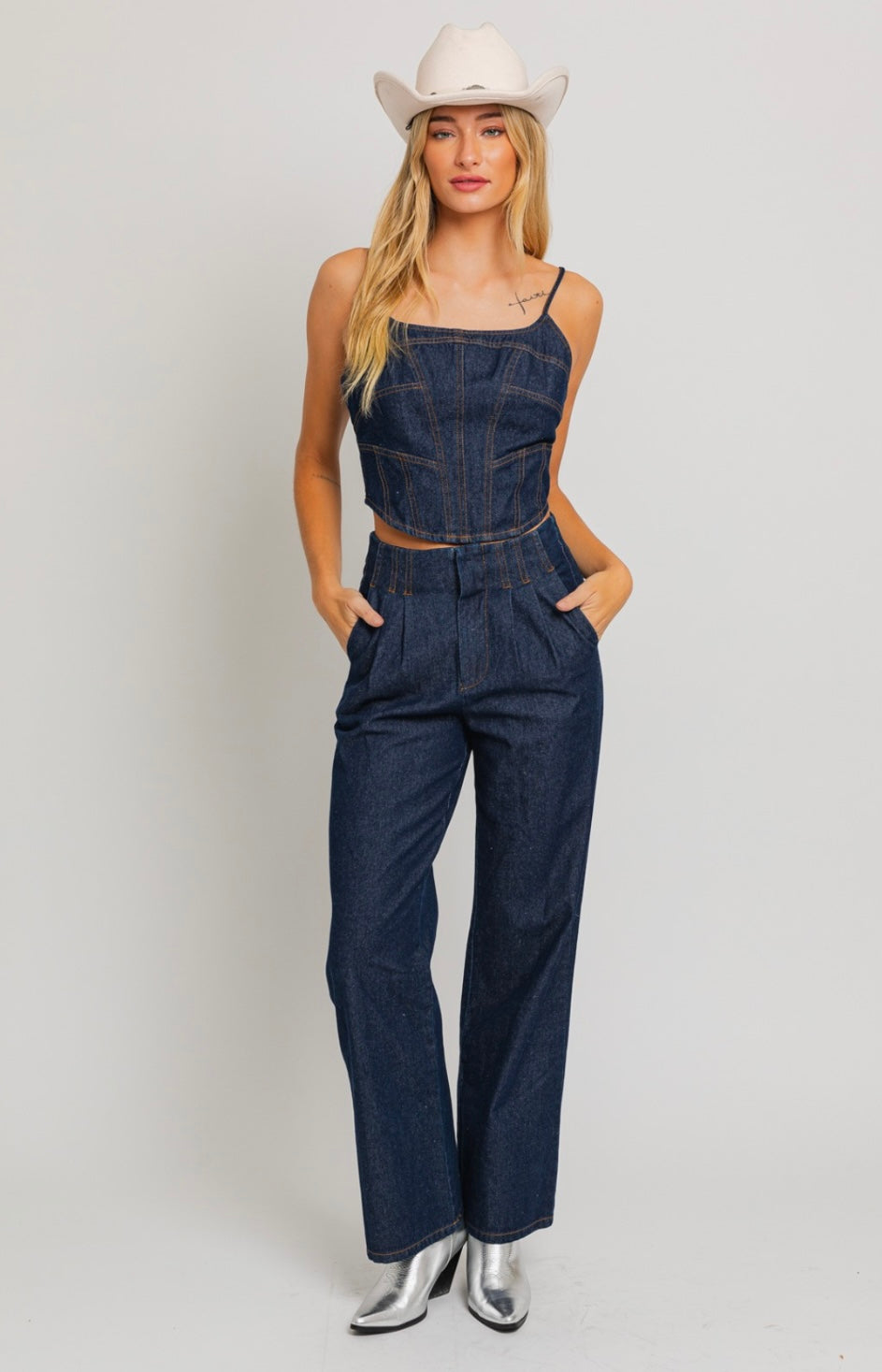 Indigo High Waisted Denim Set - Bellasbylola.com