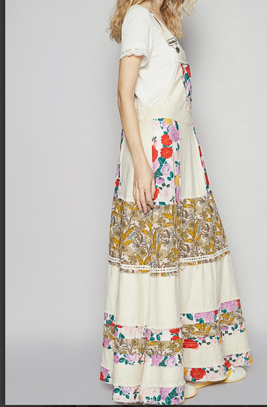 Oatmeal with Floral pattern Skirtalls  - Tax Included - Premium Clothing