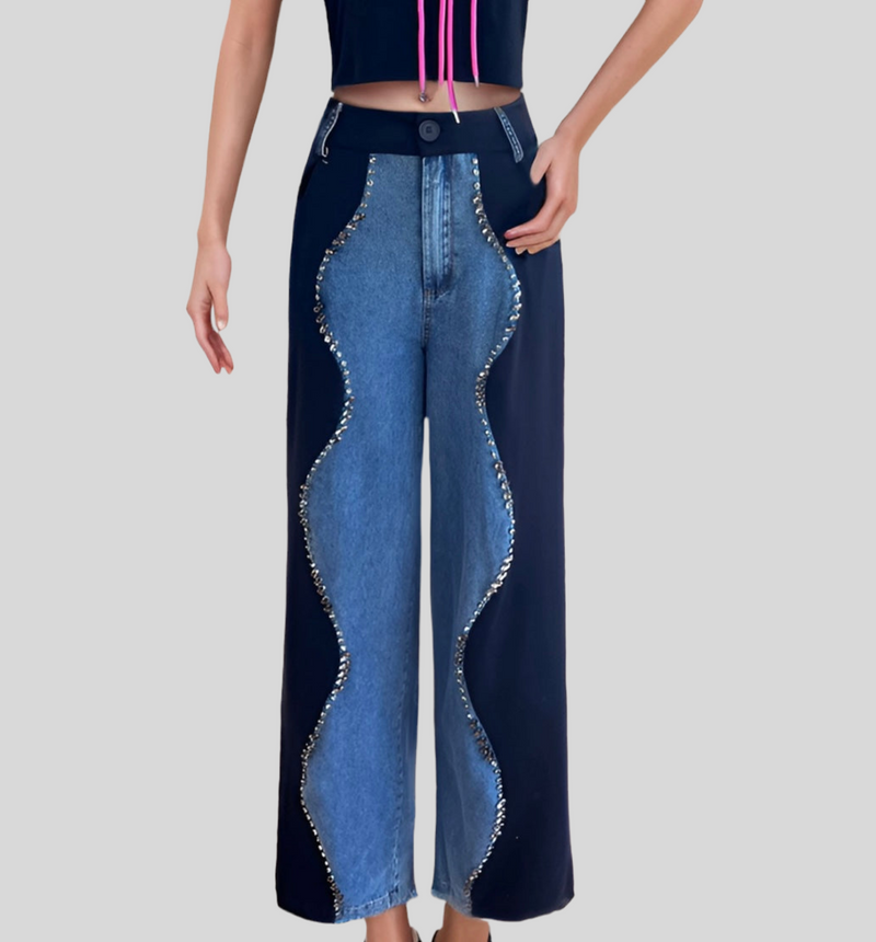 Embelish Contrast Denim - Bella Boutique & Bellasbylola.com