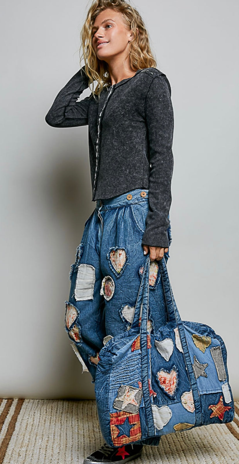 Denim Patchwork Tote Bag