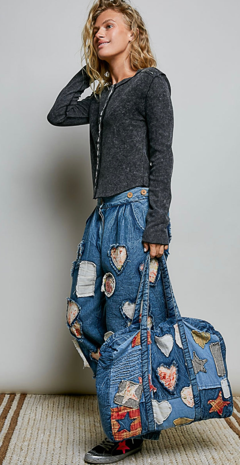 Denim Patchwork Tote Bag