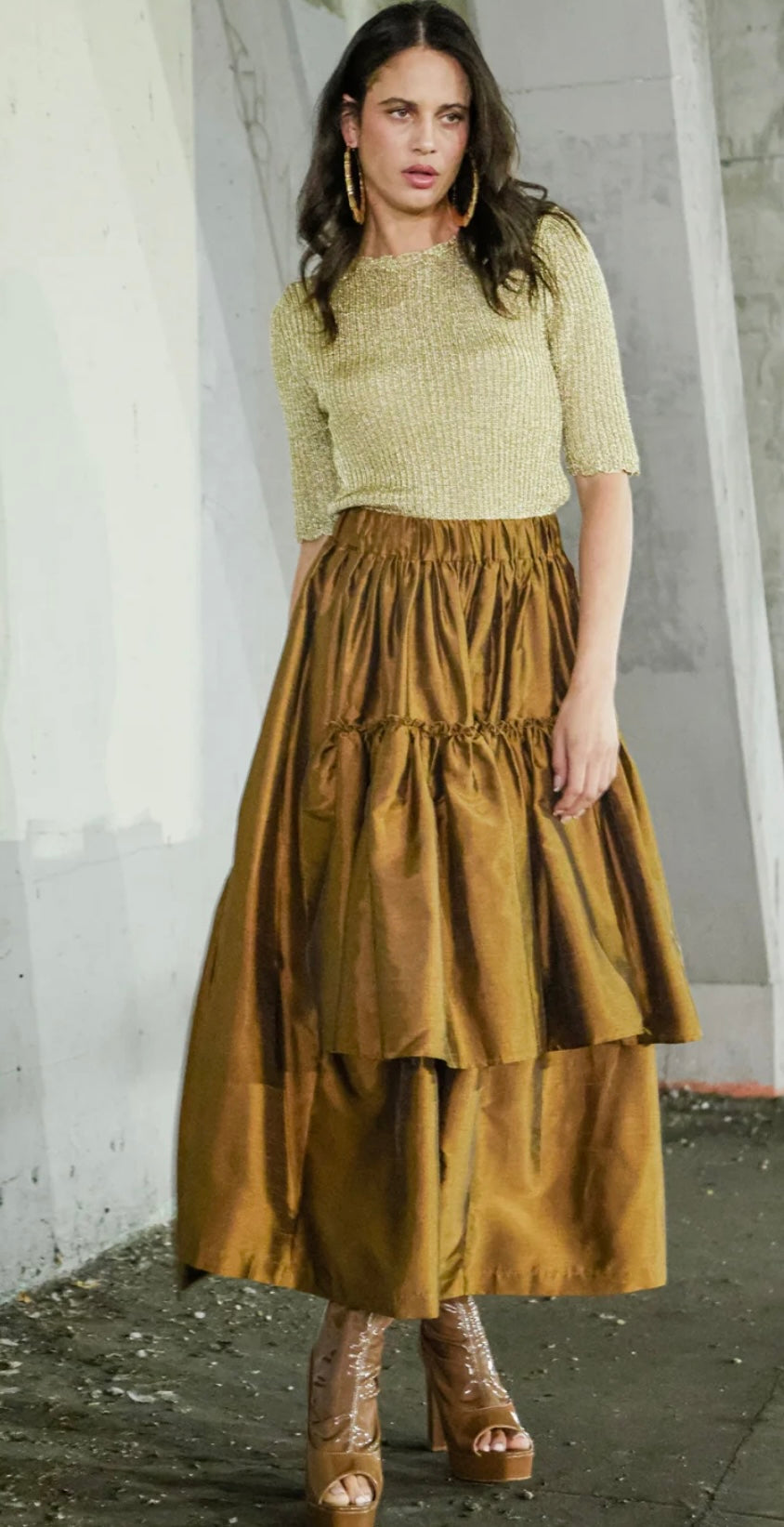 Camelia Asymmetrical Tiered Ruffled High-Waisted Maxi Skirt - PREMIUM CLOTHING