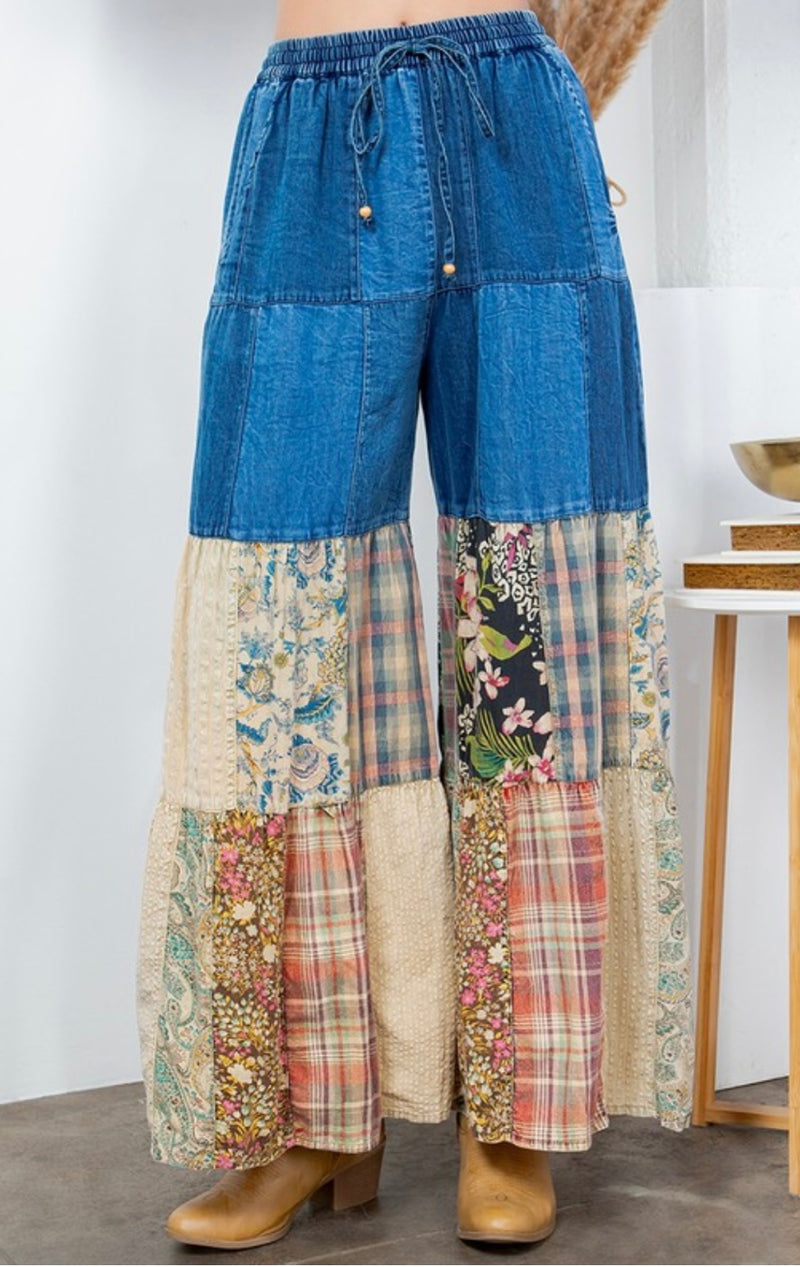 Bohemian Patch Denim Pants