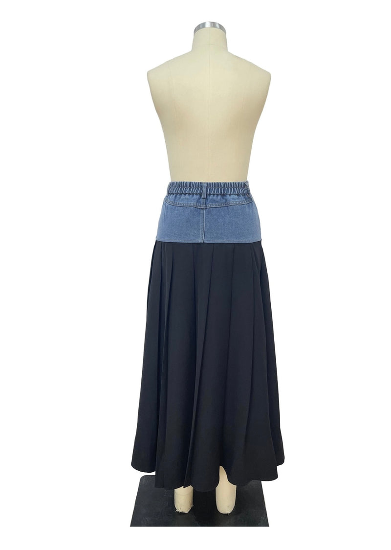 Denim & Black Midi Skirt - Bella Boutique & Bellasbylola.com