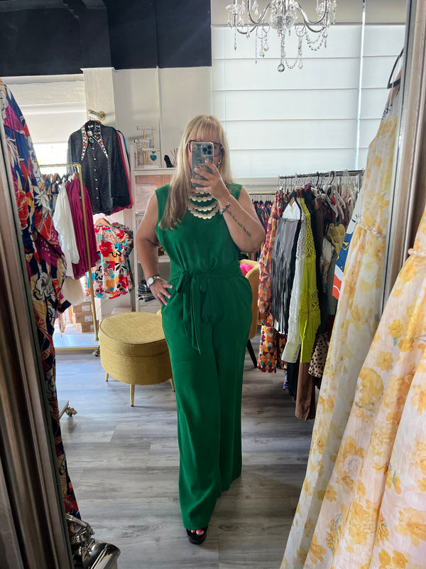 Kelly Green Jumpsuit - Bellasbylola.com