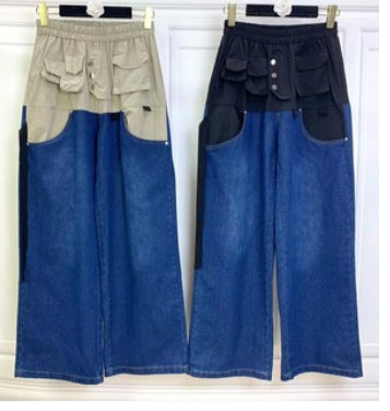 Black - 2 Blocks Denim Pants with pockets - Bella Boutique & Bellasbylola.com