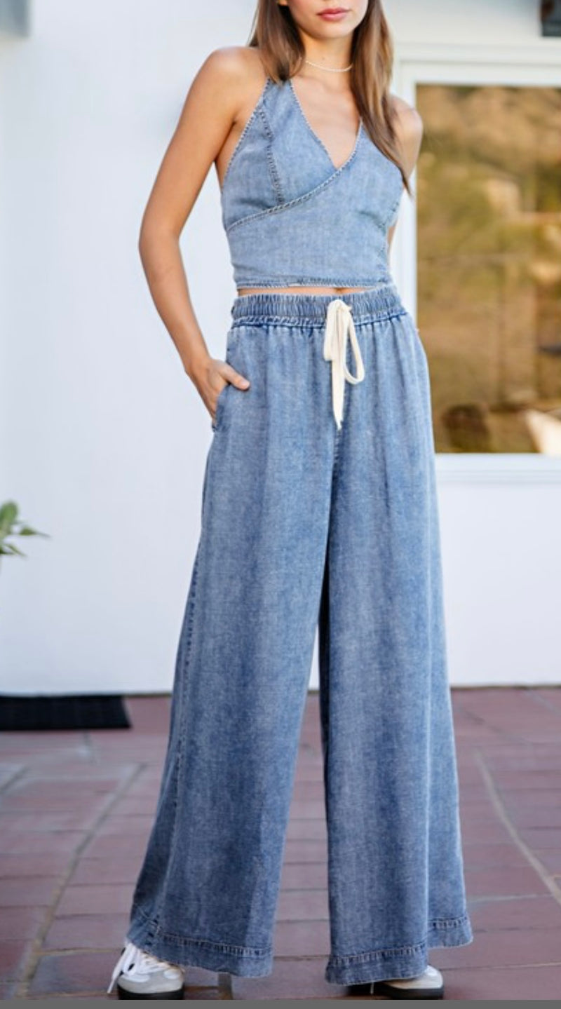 Mineral Wash Straight Leg  Pants - Bella Boutique & Bellasbylola.com