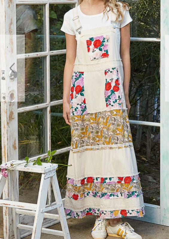 Oatmeal with Floral pattern Skirtalls  - Tax Included - Premium Clothing