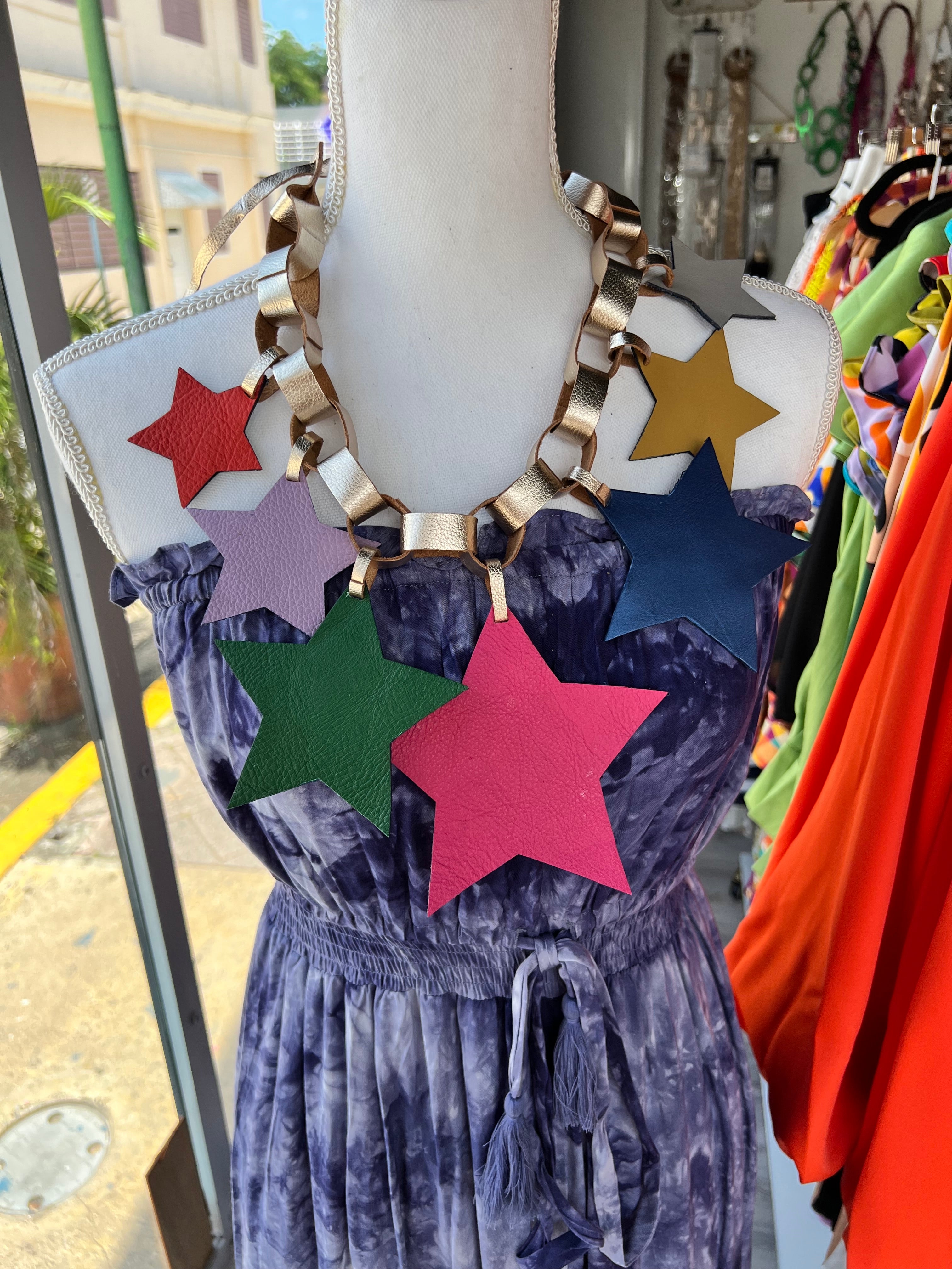 Gold & Multi Colors Stars Necklace by Arlene Diaz 🇵🇷 - Bellasbylola.com