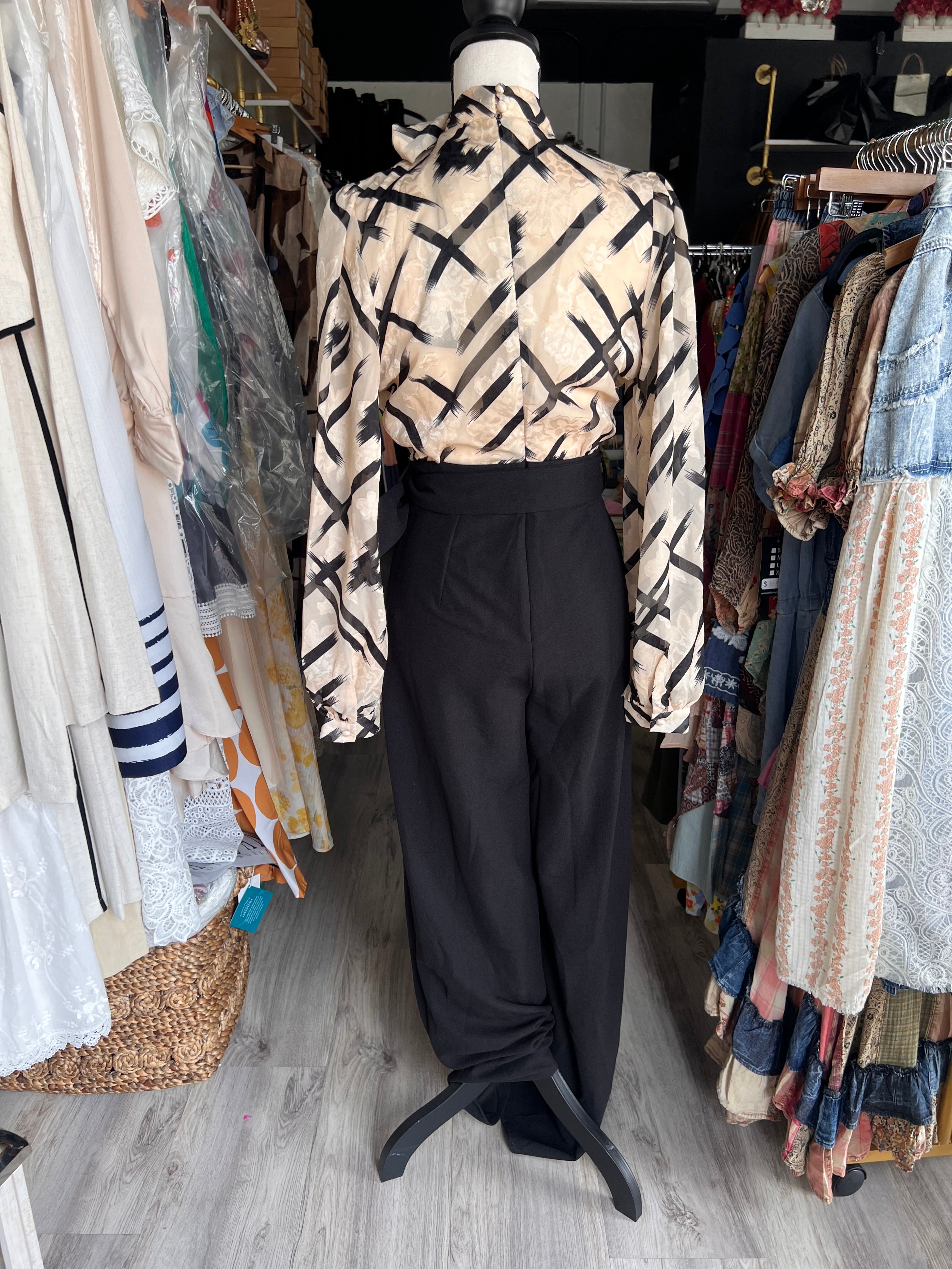 Taupe Long Sleeve Jumpsuit