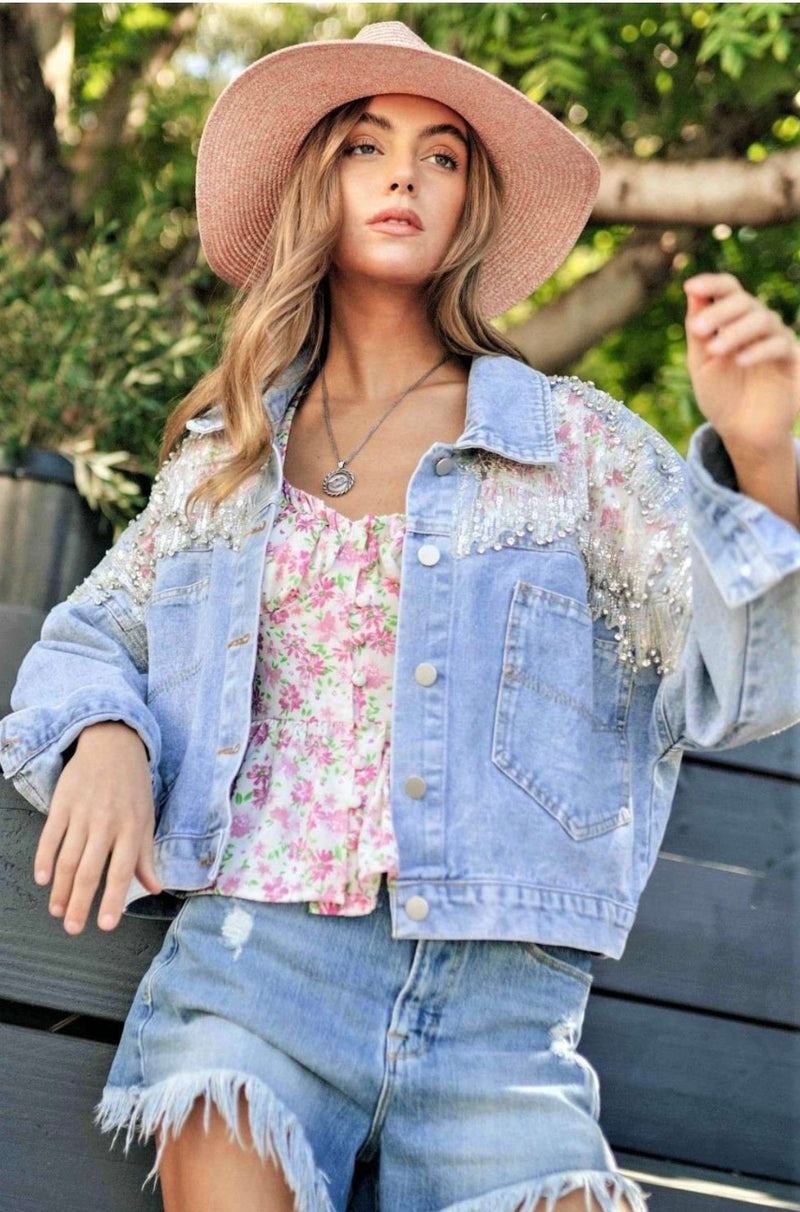 Button Down Denim Jacket - Bellasbylola.com