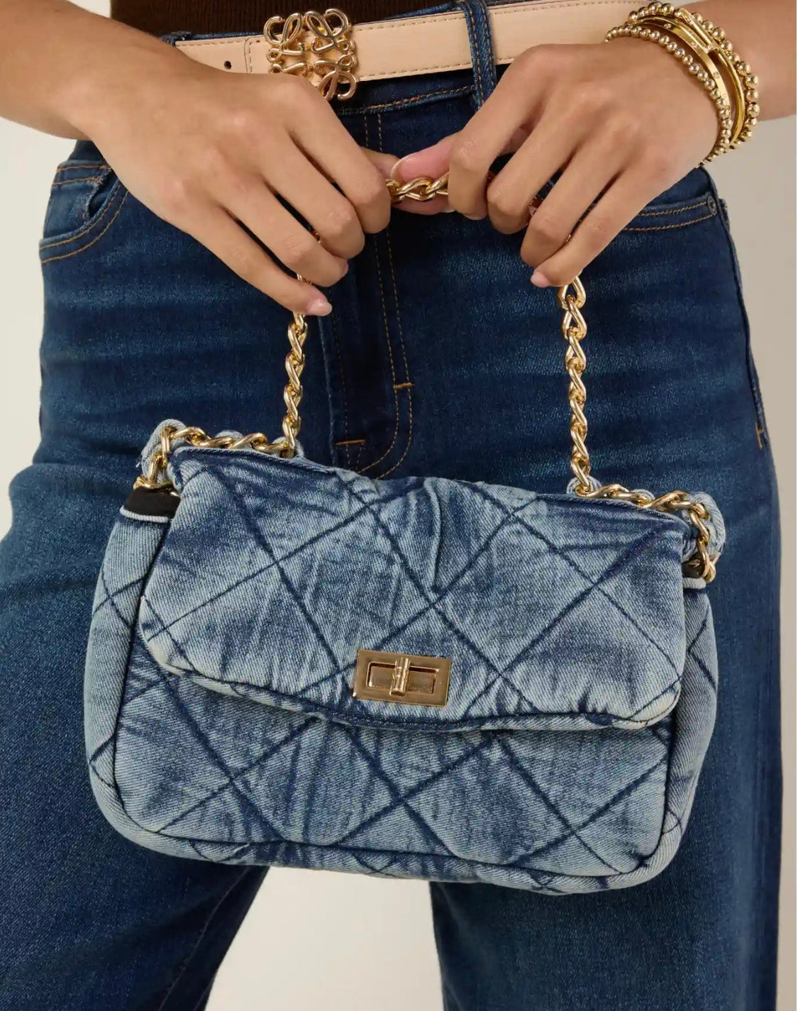 Washed denim Convertible Purse