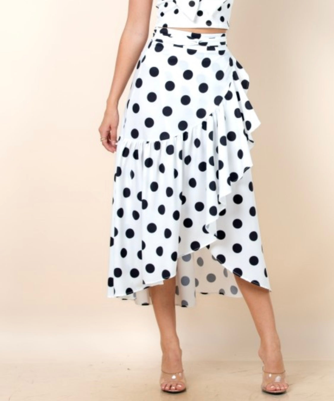 Chic Black Wrap Skirt with Polka Dots - Bella Boutique & Bellasbylola.com