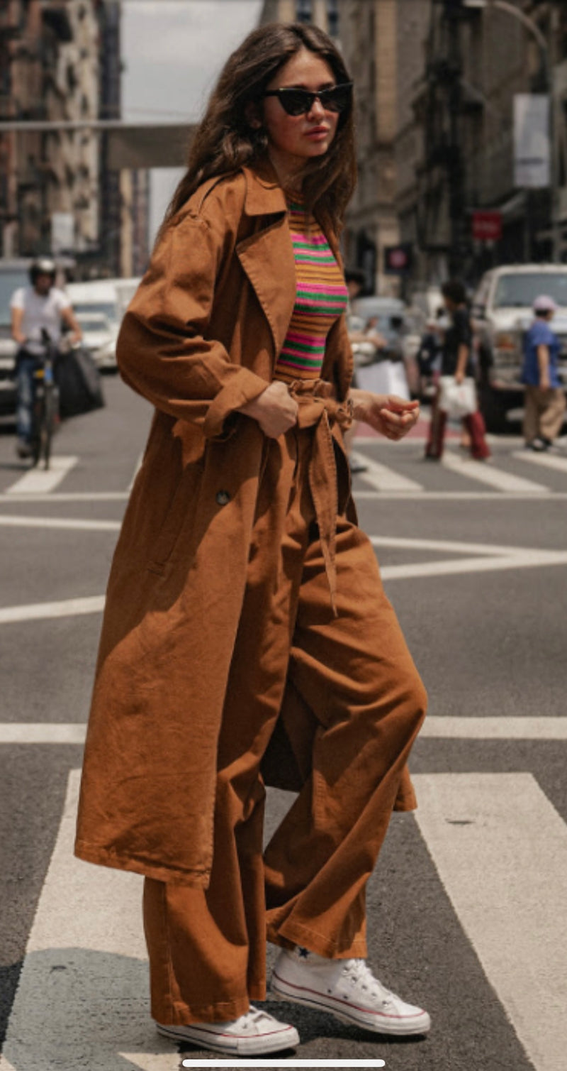 Hi-waist Paperbag Wide Leg Pants(brown or green) - Bellasbylola.com