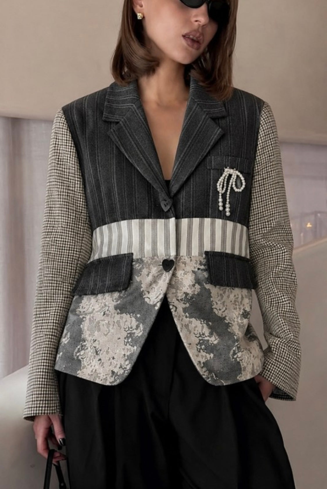 Patchwork Gray Contrast Blazer