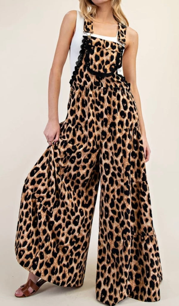 Cheetah Printed Wide Leg Jumpsuit