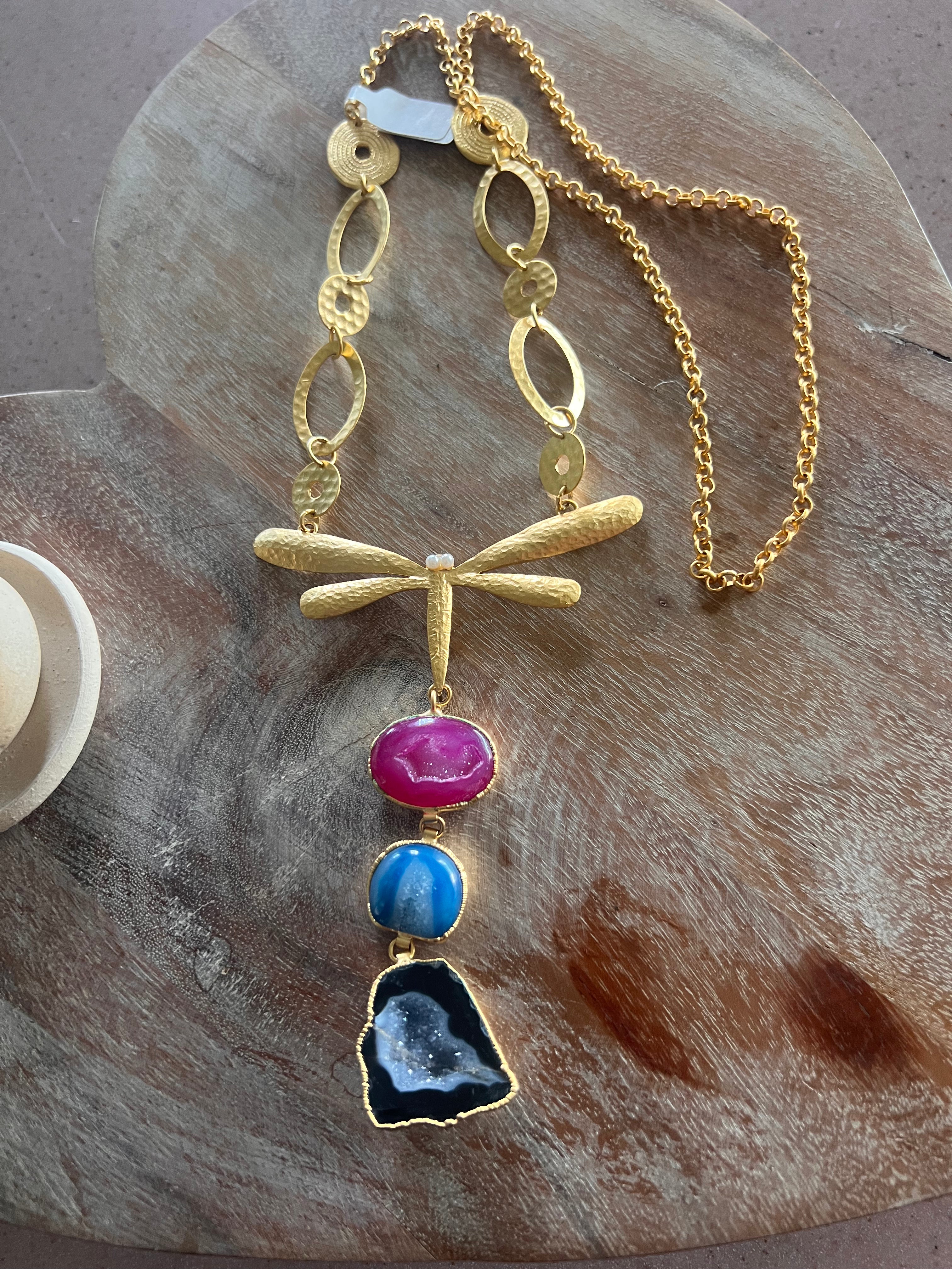 Long Necklace with a Dragonfly Pendant - Stunning Jewelry from Turkey