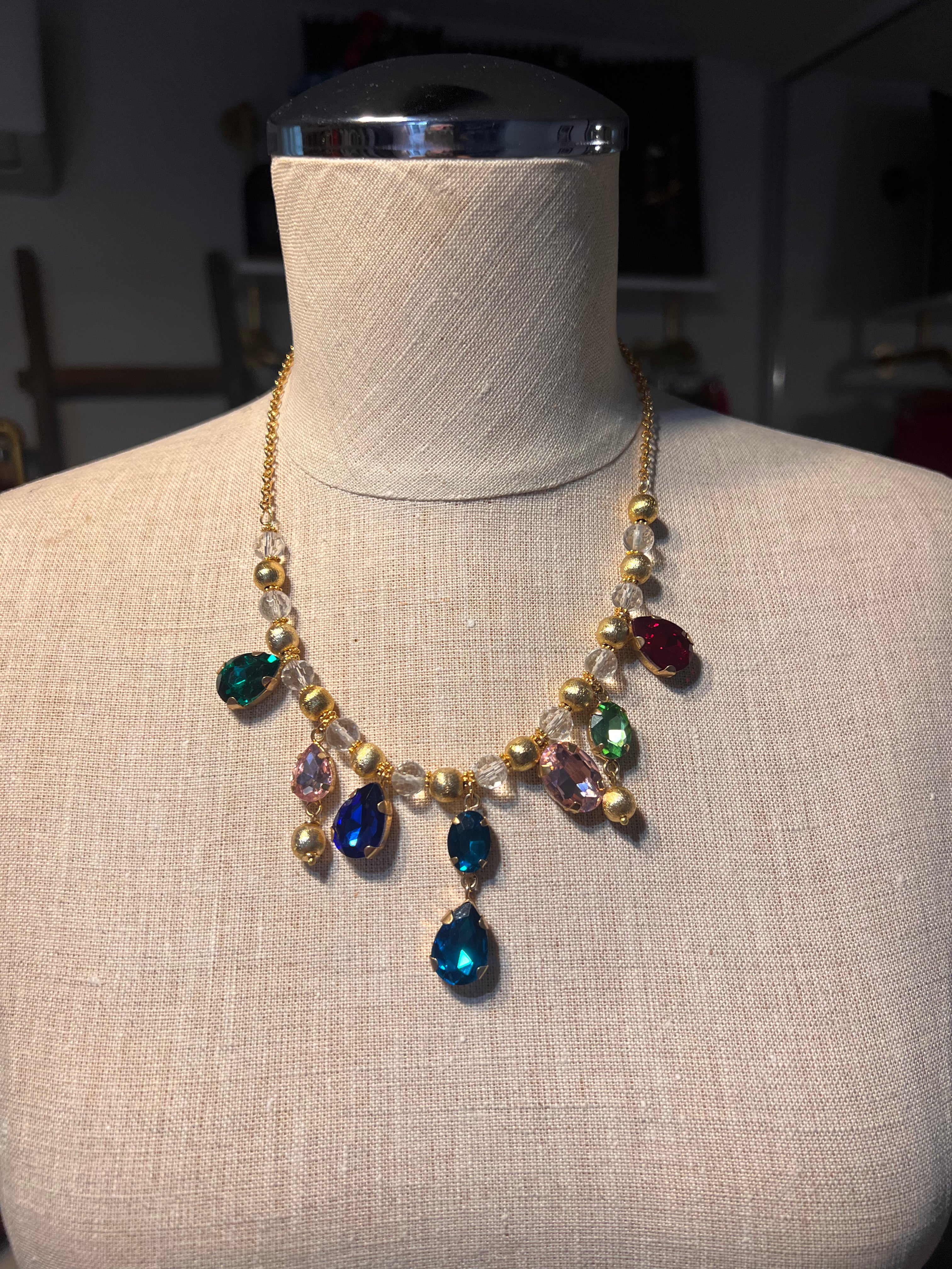 Turkish Crystal Necklace with Rhinestone Gems