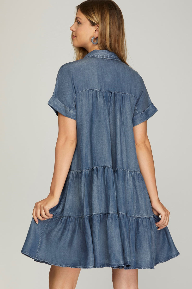 Chambray Short Blue Dress- New 🌟