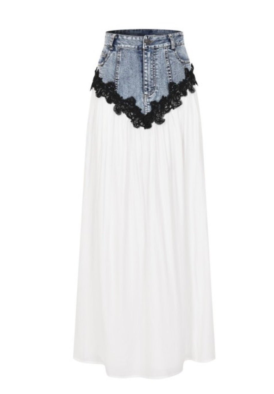 Amelie Denim Contrast Maxi Skirt - True to size - Bella Boutique & Bellasbylola.com