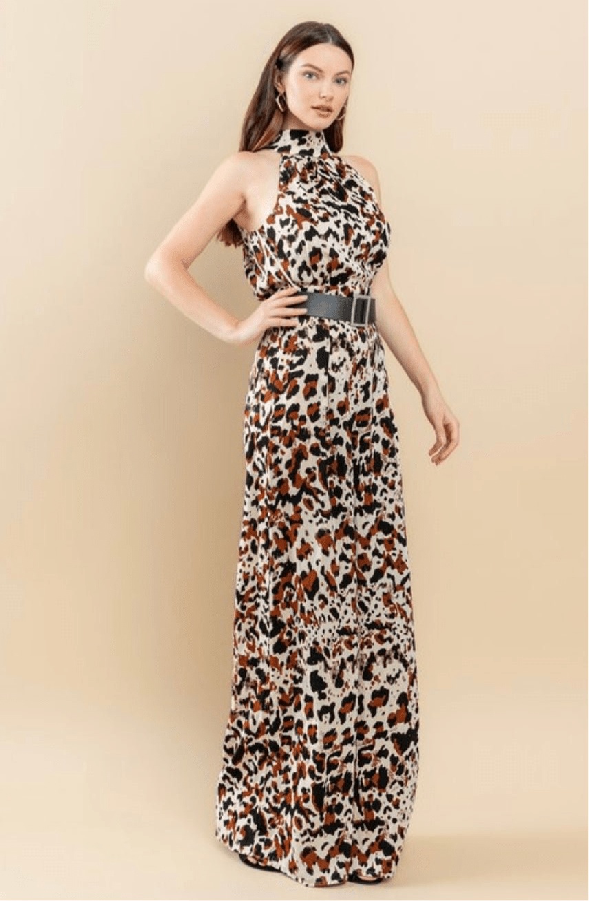 Animal Print Belted Jumpsuit - Bella Boutique & Bellasbylola.com
