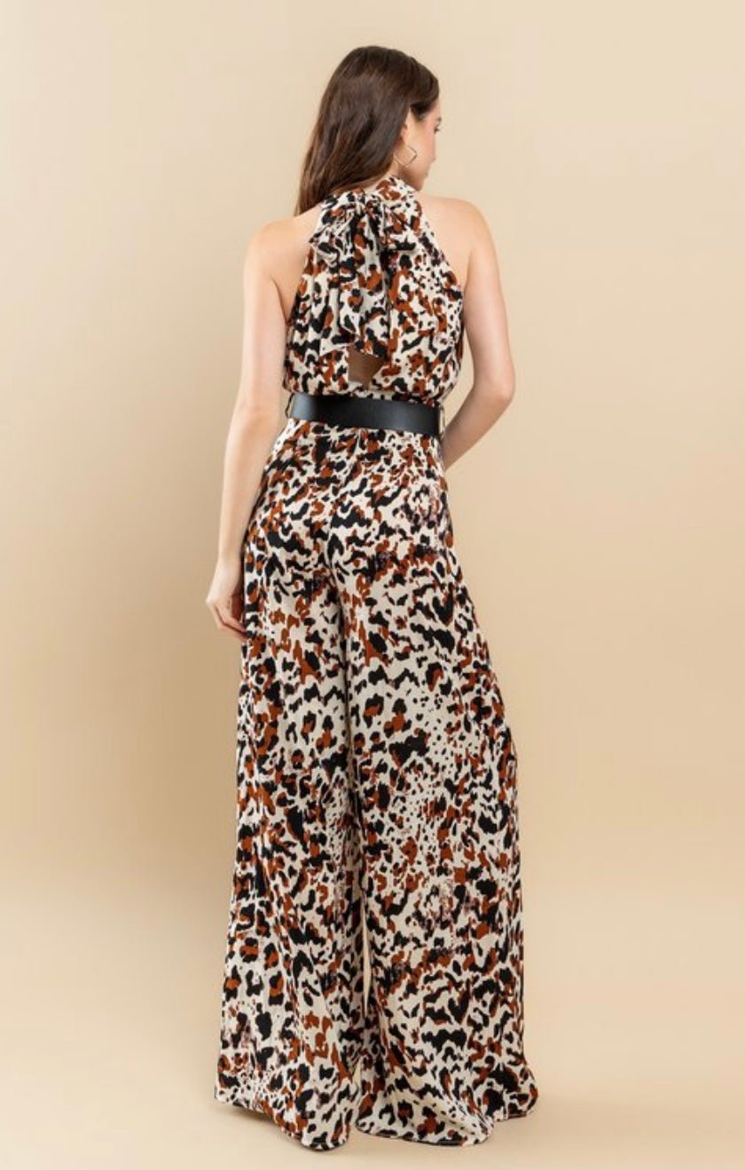 Animal Print Belted Jumpsuit - Bella Boutique & Bellasbylola.com
