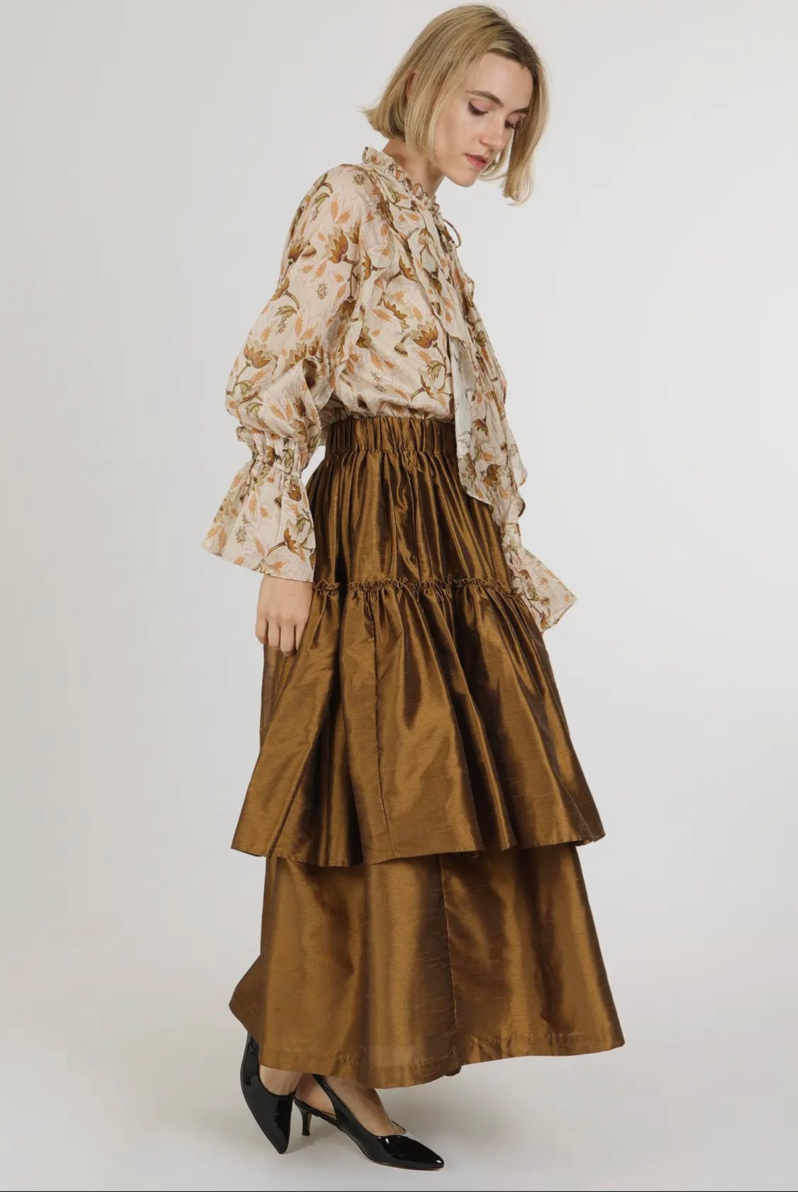 Camelia Asymmetrical Tiered Ruffled High-Waisted Maxi Skirt - PREMIUM CLOTHING - Bella Boutique & Bellasbylola.com