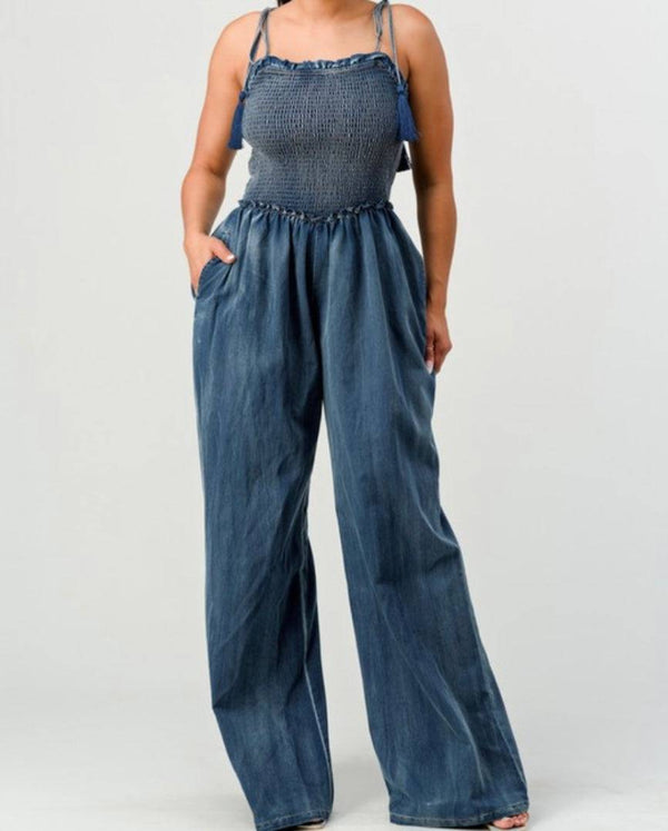 Denim Smoking Jumpsuit - Bella Boutique & Bellasbylola.com