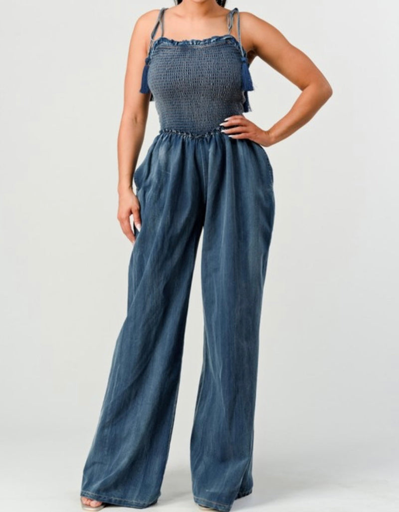 Denim Smoking Jumpsuit - Bella Boutique & Bellasbylola.com