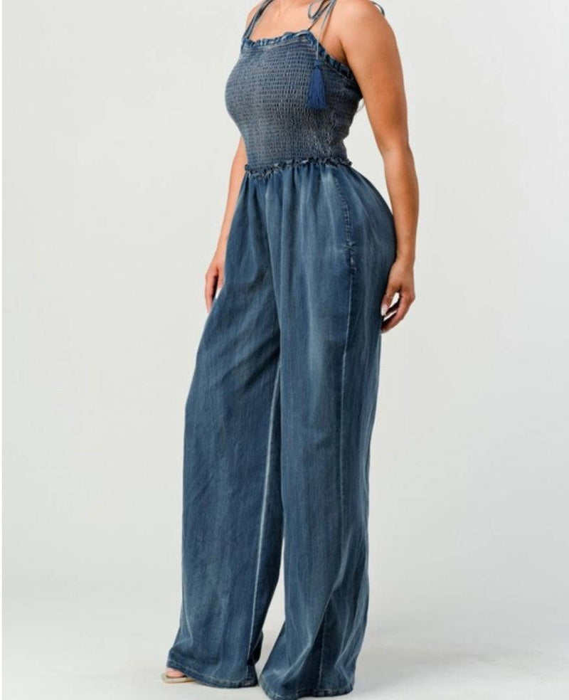 Denim Smoking Jumpsuit - Bella Boutique & Bellasbylola.com