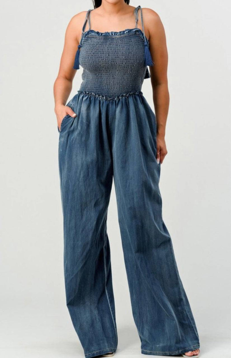 Denim Smoking Jumpsuit - Bella Boutique & Bellasbylola.com