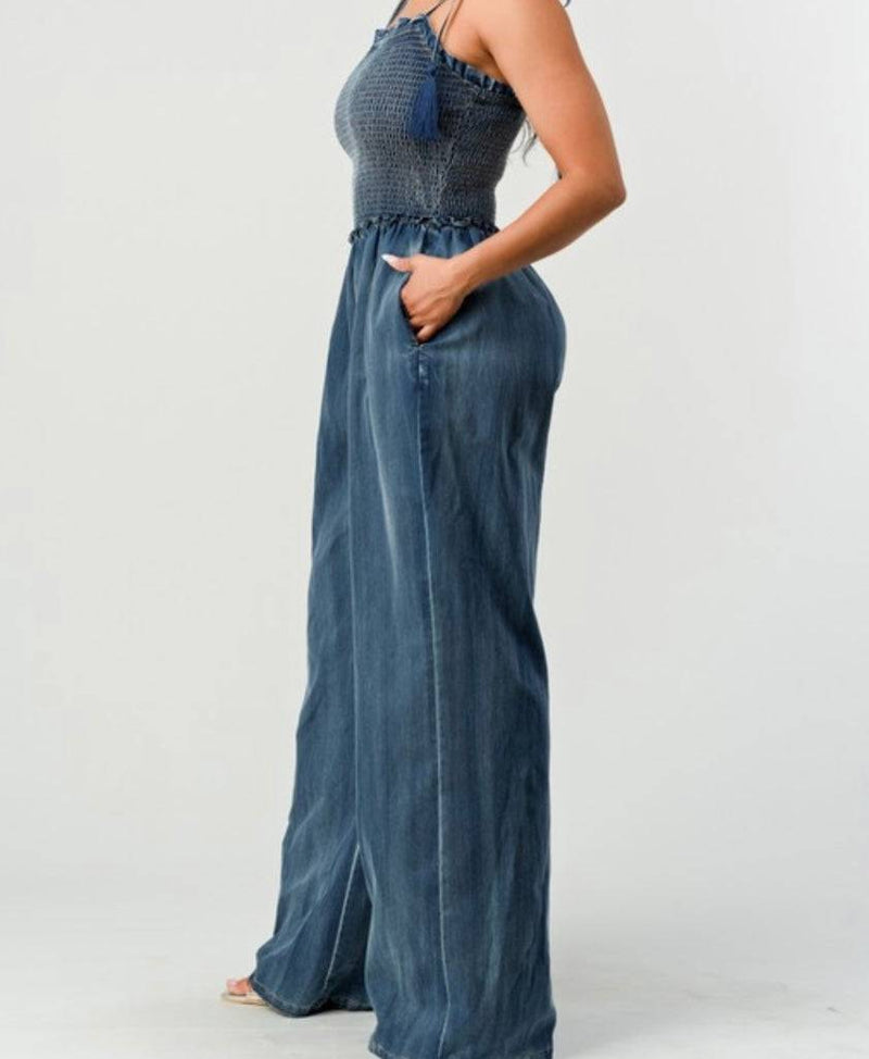 Denim Smoking Jumpsuit - Bella Boutique & Bellasbylola.com