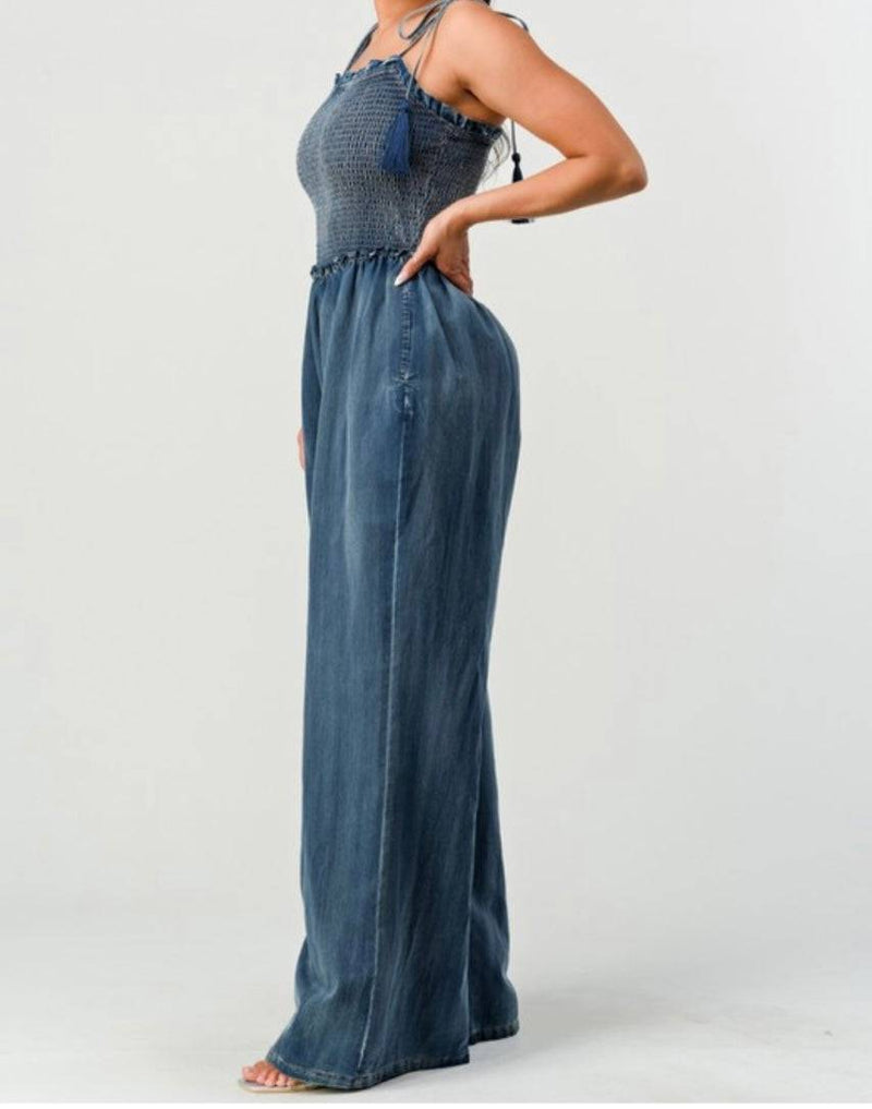 Denim Smoking Jumpsuit - Bella Boutique & Bellasbylola.com