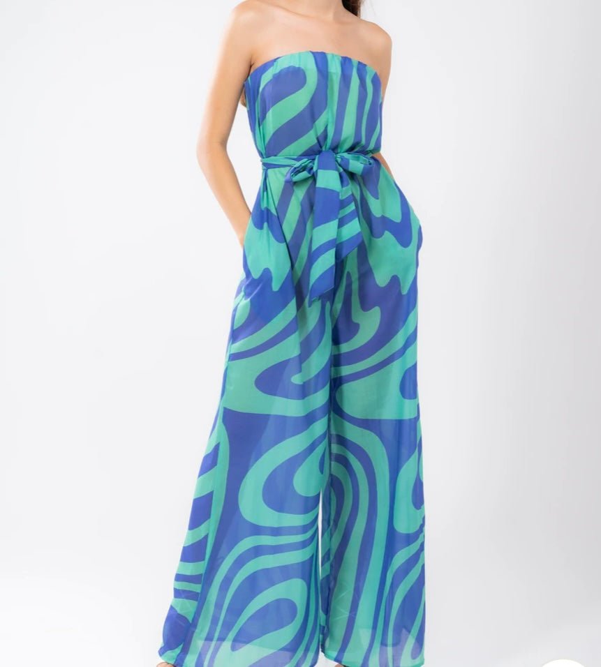 Jumpsuit Green & Blue - Bella Boutique & Bellasbylola.com