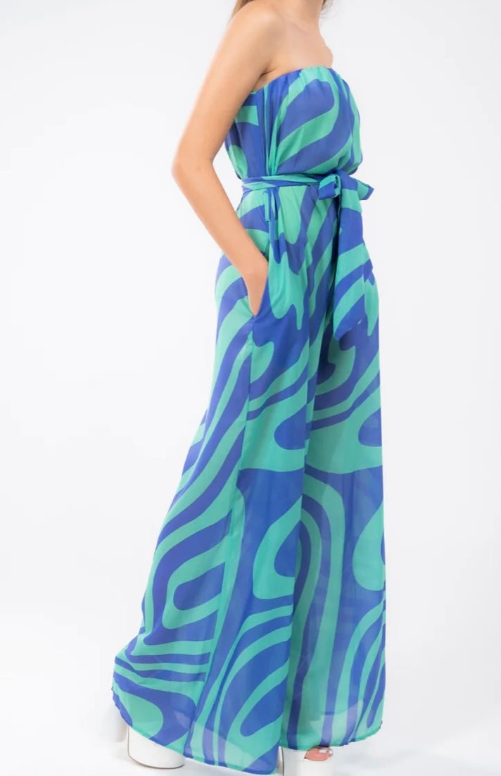 Jumpsuit Green & Blue - Bella Boutique & Bellasbylola.com