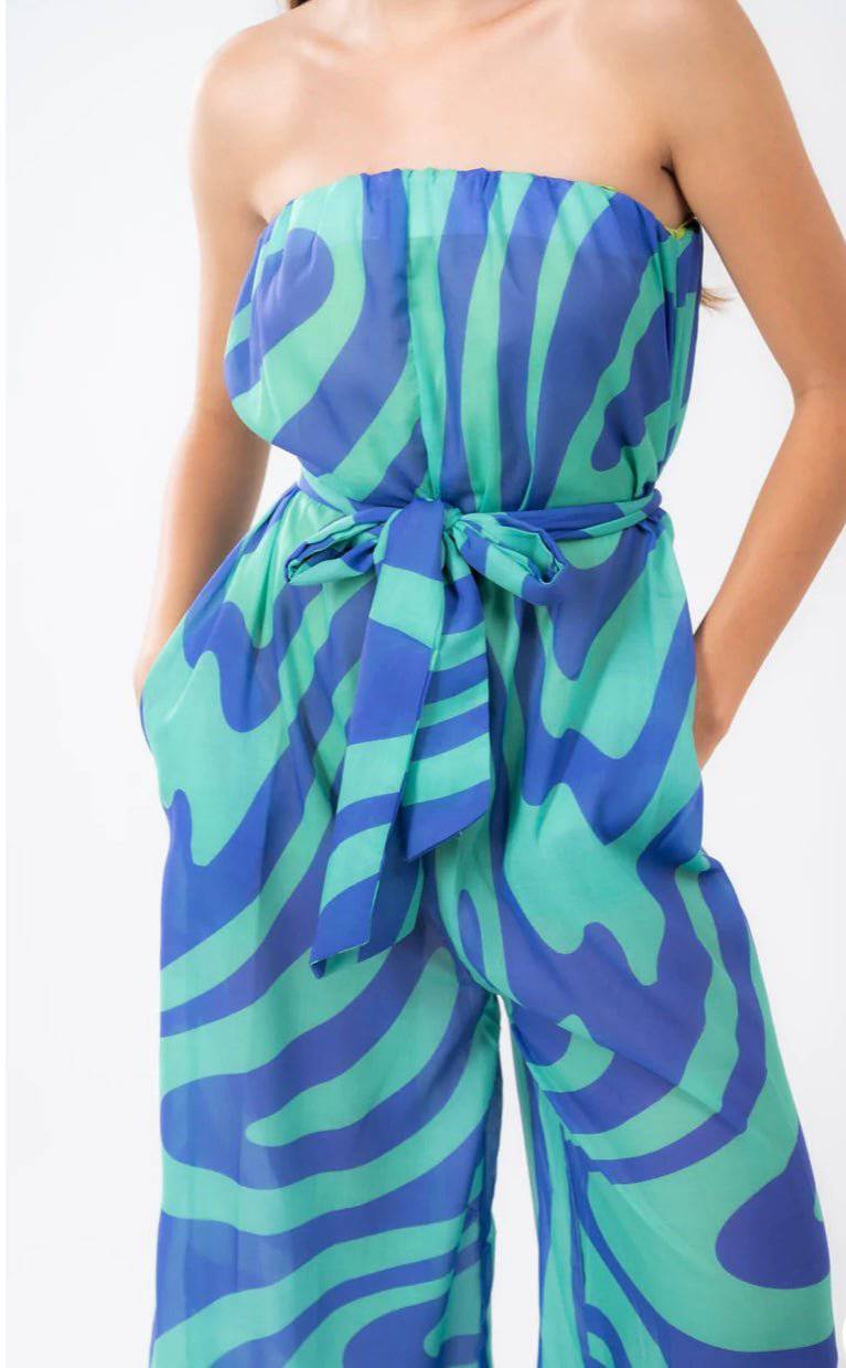 Jumpsuit Green & Blue - Bella Boutique & Bellasbylola.com