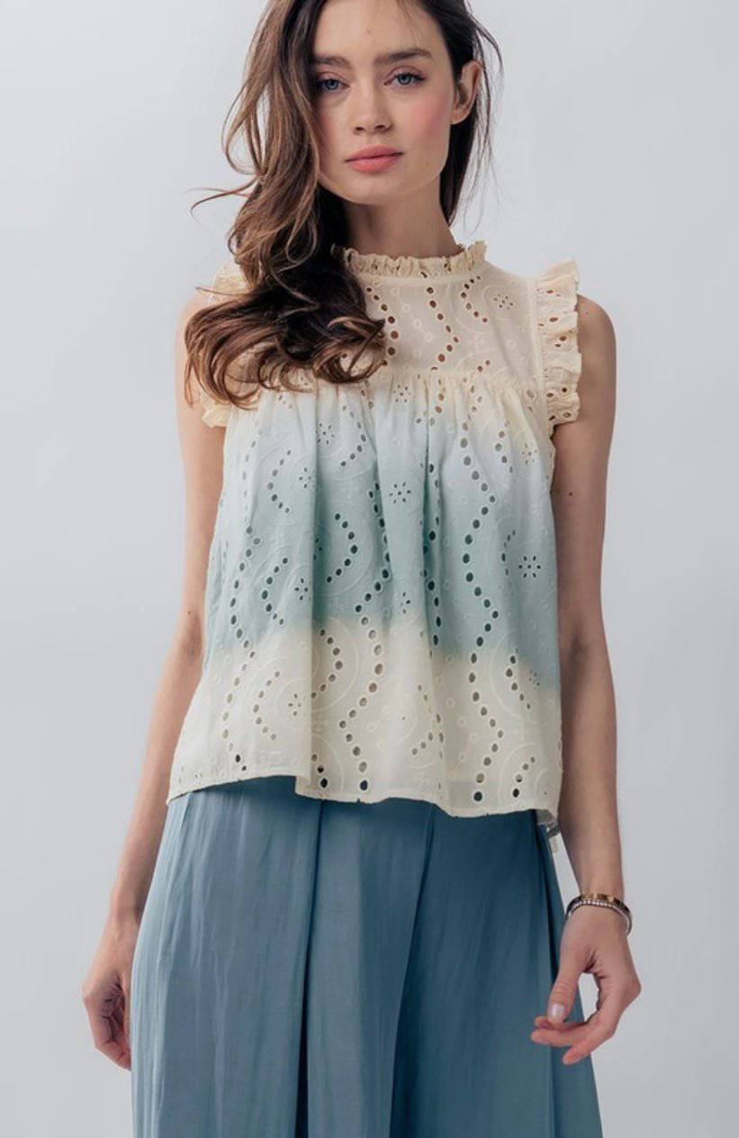 Eyelet Teal Top - Bella Boutique & Bellasbylola.com