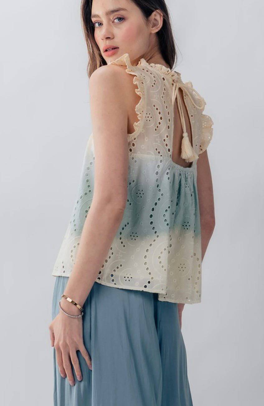 Eyelet Teal Top - Bella Boutique & Bellasbylola.com