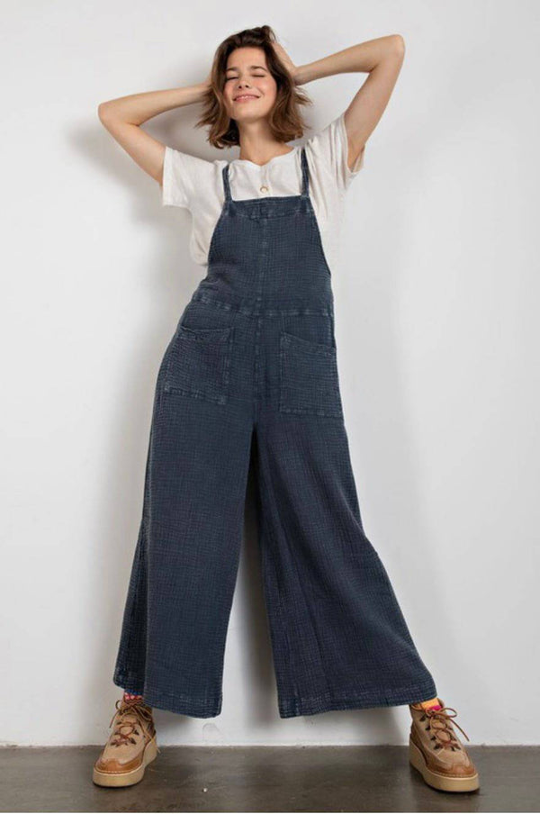 Gauze Blue Light Denim jumpsuit - Bella Boutique & Bellasbylola.com