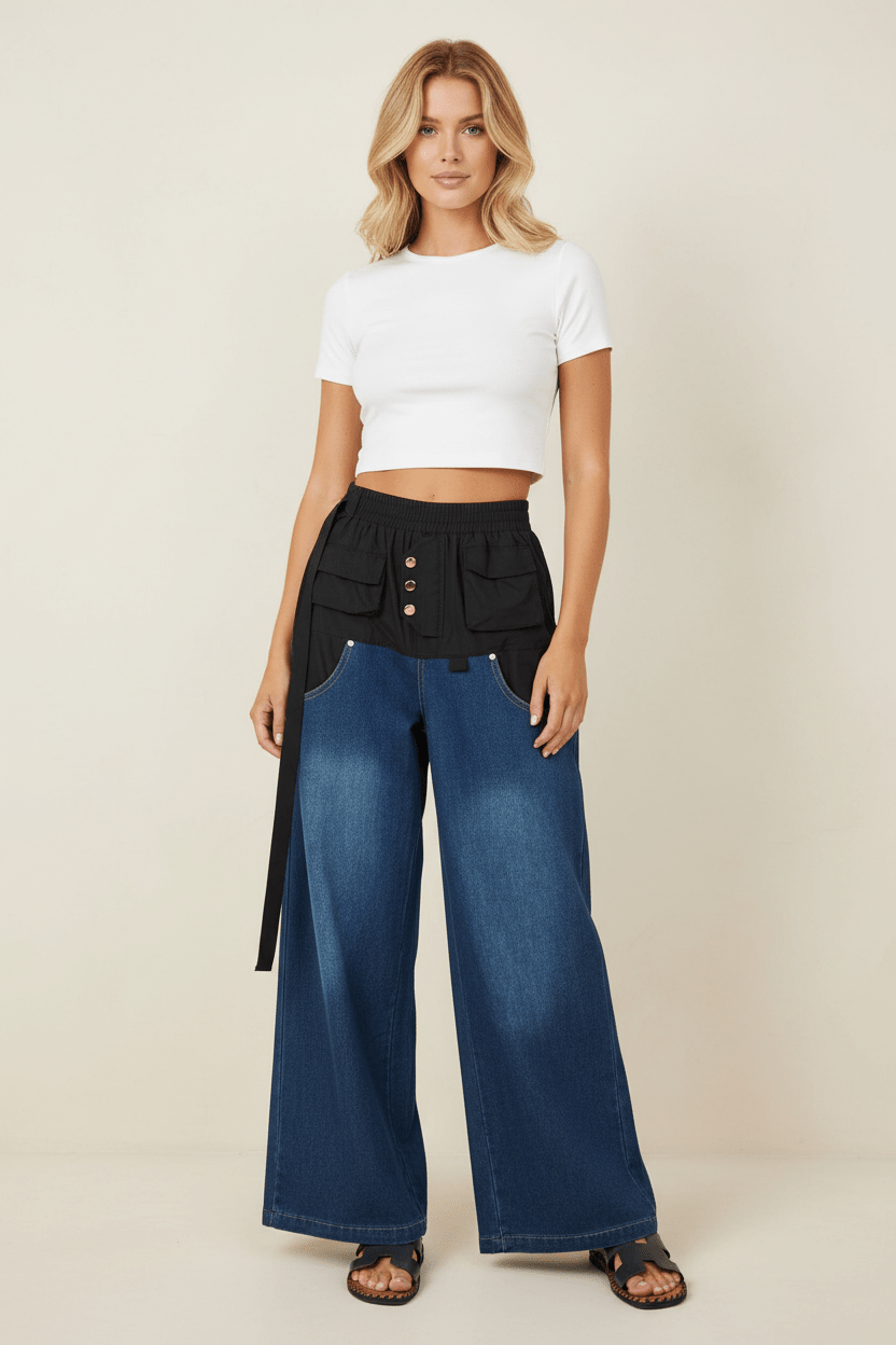 Black - 2 Blocks Denim Pants with pockets Le sirve a small & medium - ✨ - Bella Boutique & Bellasbylola.com