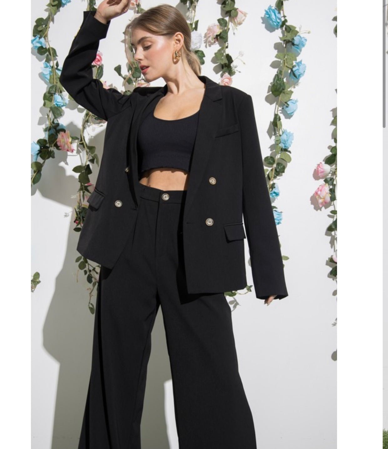 High Waisted Wide Leg Pants with Matching Blazer Set - True to Size - Bella Boutique & Bellasbylola.com