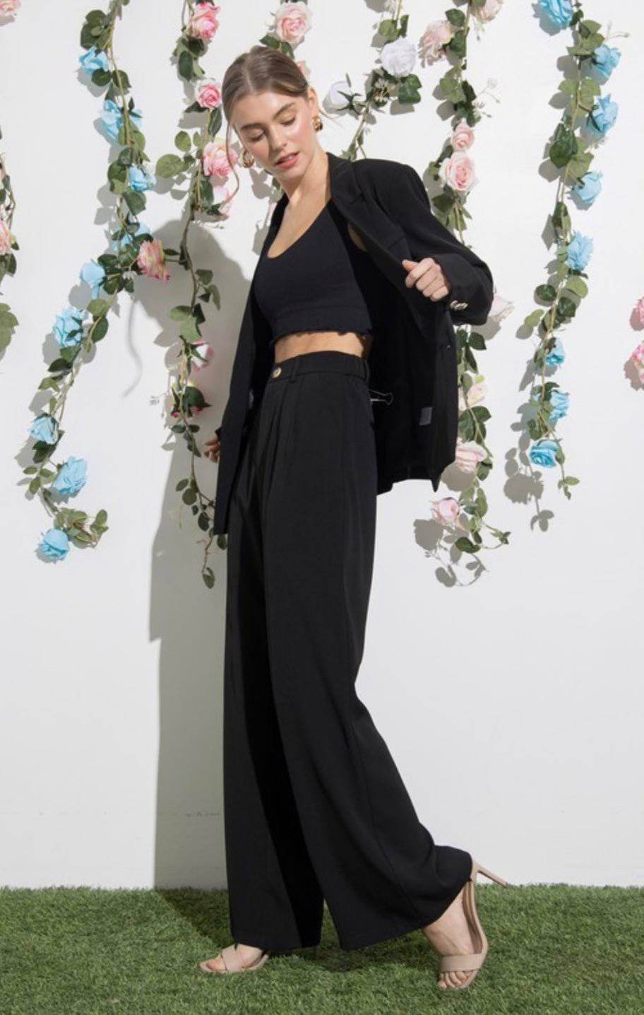 High Waisted Wide Leg Pants with Matching Blazer Set - True to Size - Bella Boutique & Bellasbylola.com