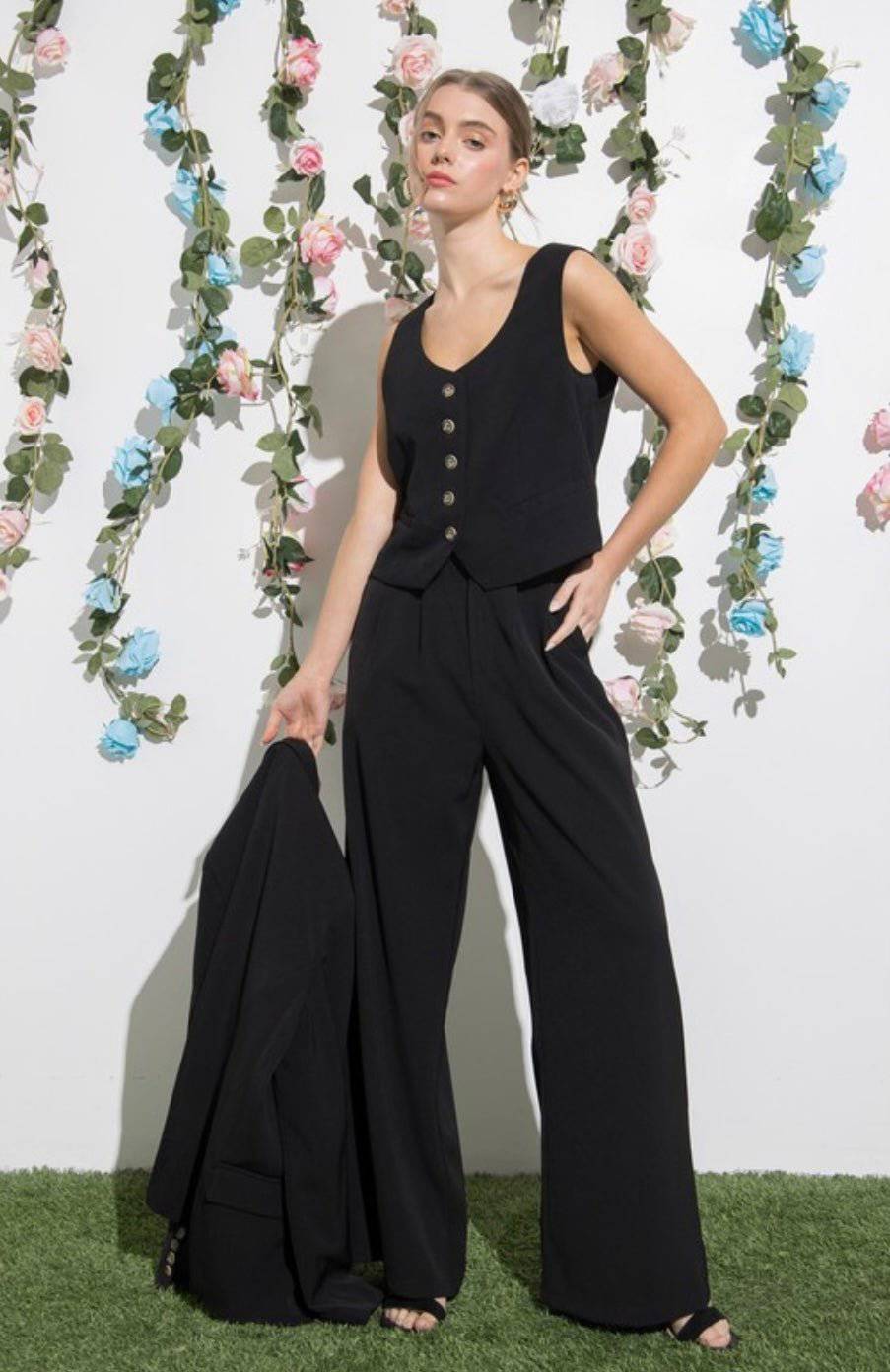 High Waisted Wide Leg Pants with Matching Blazer Set - True to Size - Bella Boutique & Bellasbylola.com