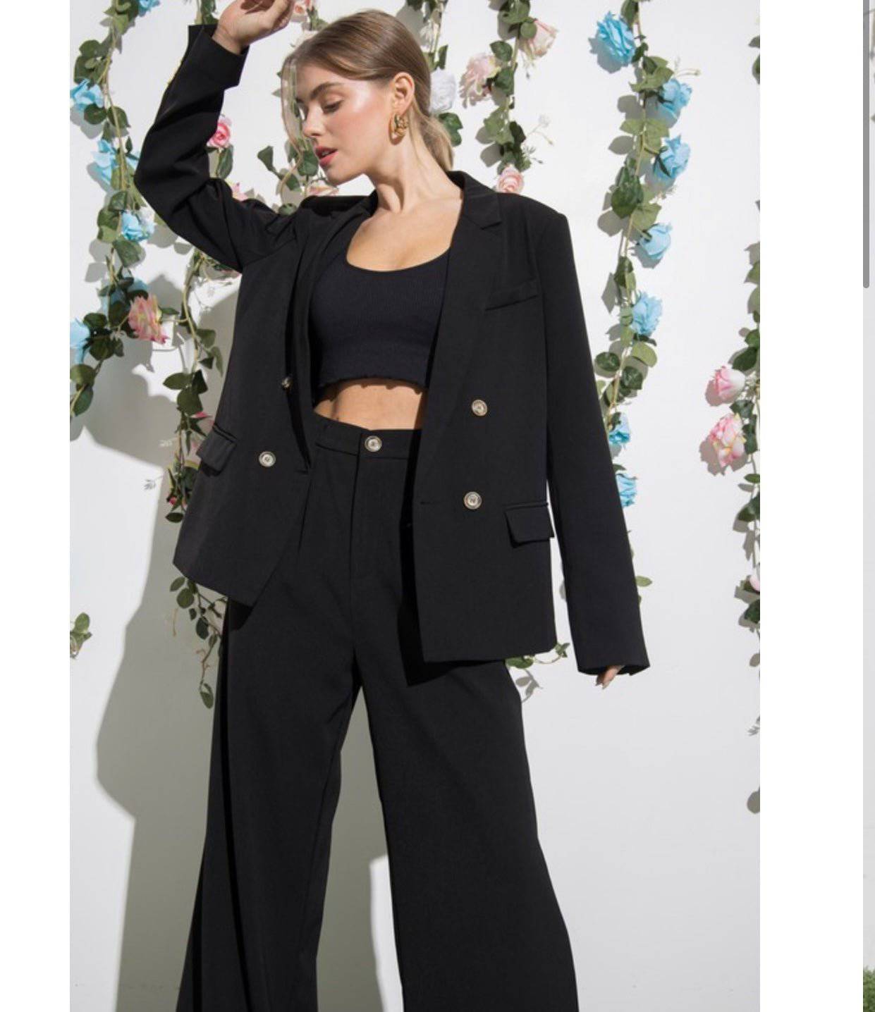 High Waisted Wide Leg Pants with Matching Blazer Set - True to Size - Bella Boutique & Bellasbylola.com