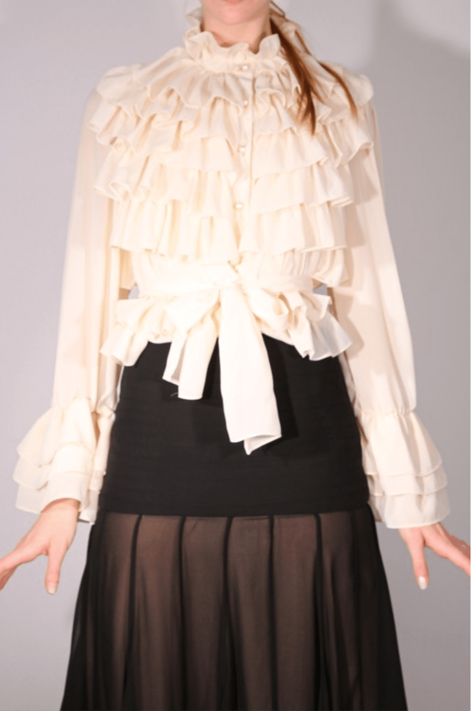 Black Boho Chic Tiered Ruffles Belted Chiffon Blouse /Premium Clothing 💫 - Bella Boutique & Bellasbylola.com