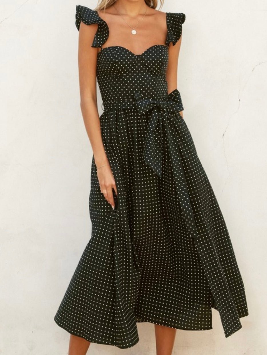 Black Polka Dots Corset Dress-Premium Clothing Black Polka Dots Corset Dress-Premium Clothing